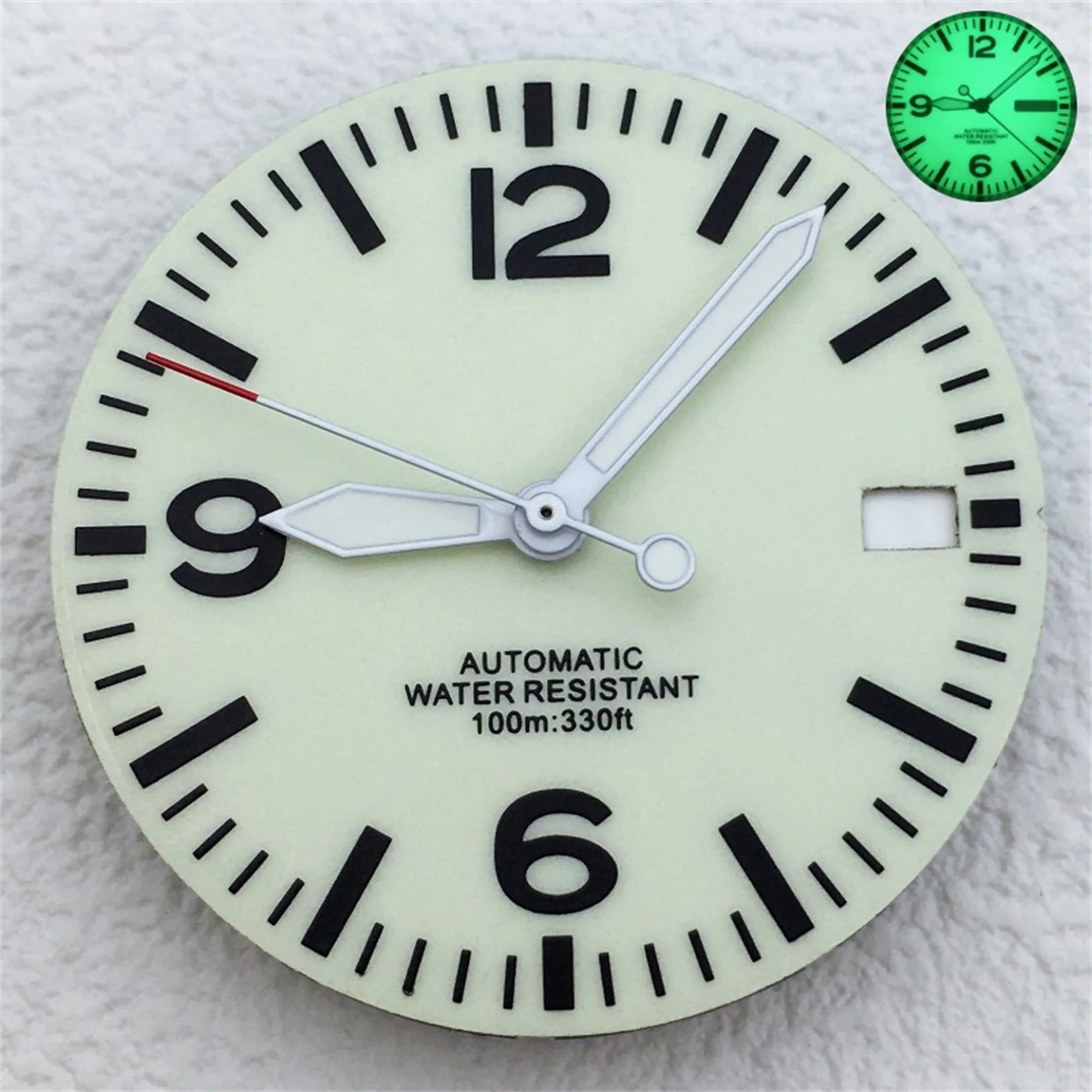 Full Luminous Dial 29mm dial Black White Dial With Hands Fit NH34 NH35 NH36 Movement Green Luminous Watch parts