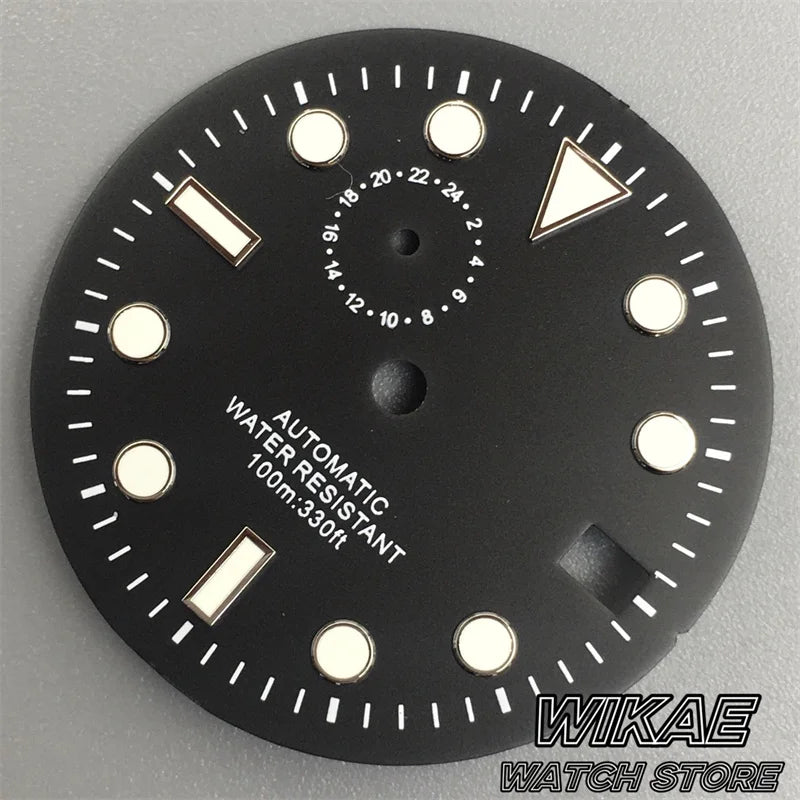 29mm Sterile TMI NH37 Watch Dial Hand Set Black Blue Green Dial Silver Orange Index Green Luminous