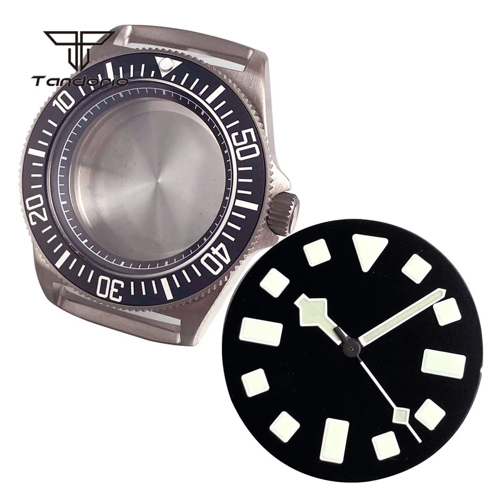 42mm Titanium Dive Watch Case Black/Blue/Green Bezel Sapphire Fit NH35 NH36 NH38 ETA2824 PT5000 Wristwatch Mod Parts Accessories