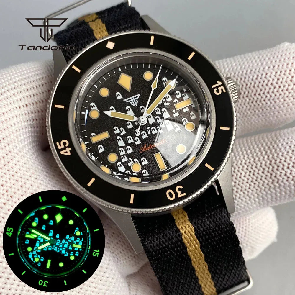 50-Fathoms Tandorio TD223M 40mm MIyota 8215 Automatic Domed Sapphire 20ATM Diver Green Luminous