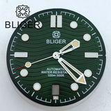 31mm seamaster Wave Watch Dial Hand Set 6 O'clock Date Window Black White Blue Green Fit NH35 Movement Luminus