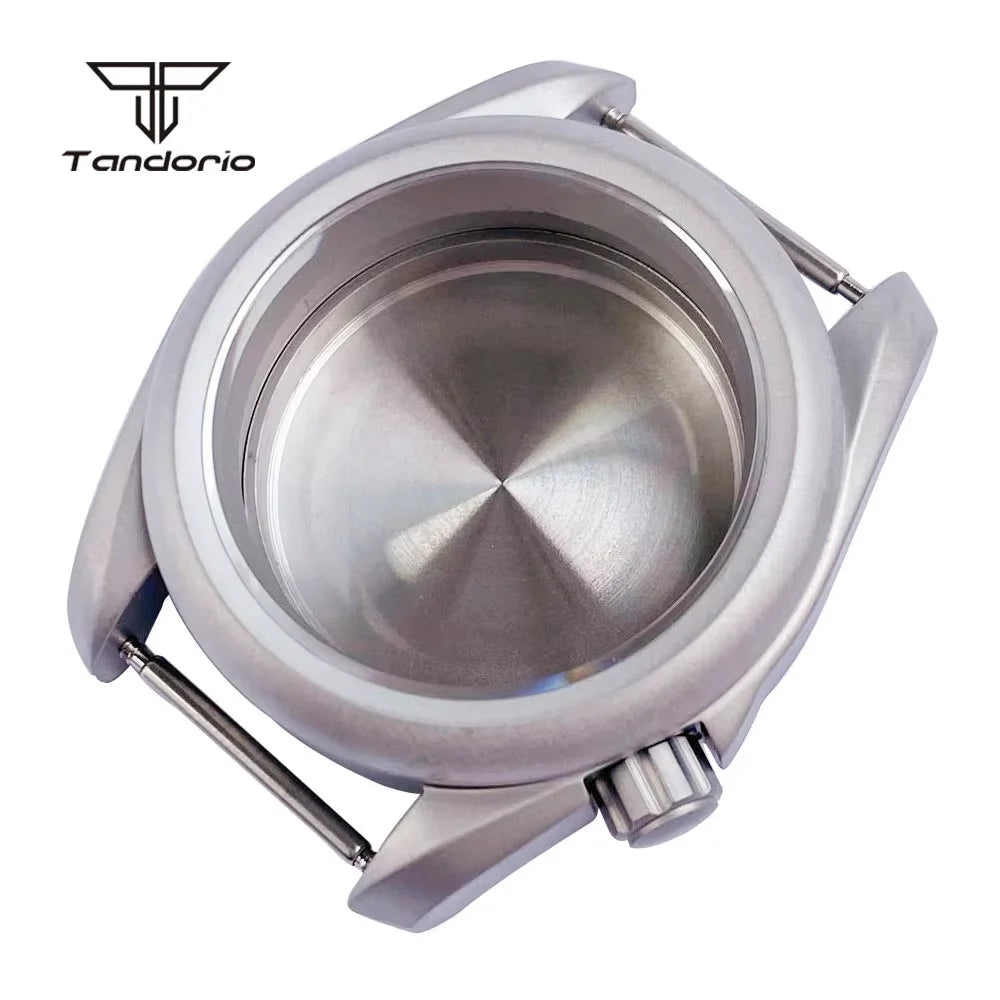 40mm Steel/Titanium Tandorio Pilot Watch Case Sapphire 3.8 Crown Waterproof Fit NH35 NH36 ETA2824 PT5000 Movt Thick Round Bezel