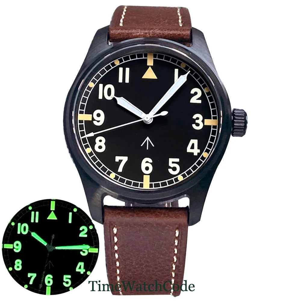 Tandorio Automatic Pilot Watch PVD Plating 39mm NH35 PT5000 20bar Sapphire TD128