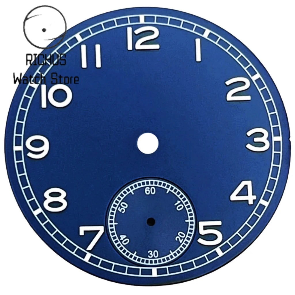 37mm Sterile Watch Dial & Hands Set Green Luminous Sub Seconds Dial Fit ETA6498 ST3621 Movement Watch Mod Parts
