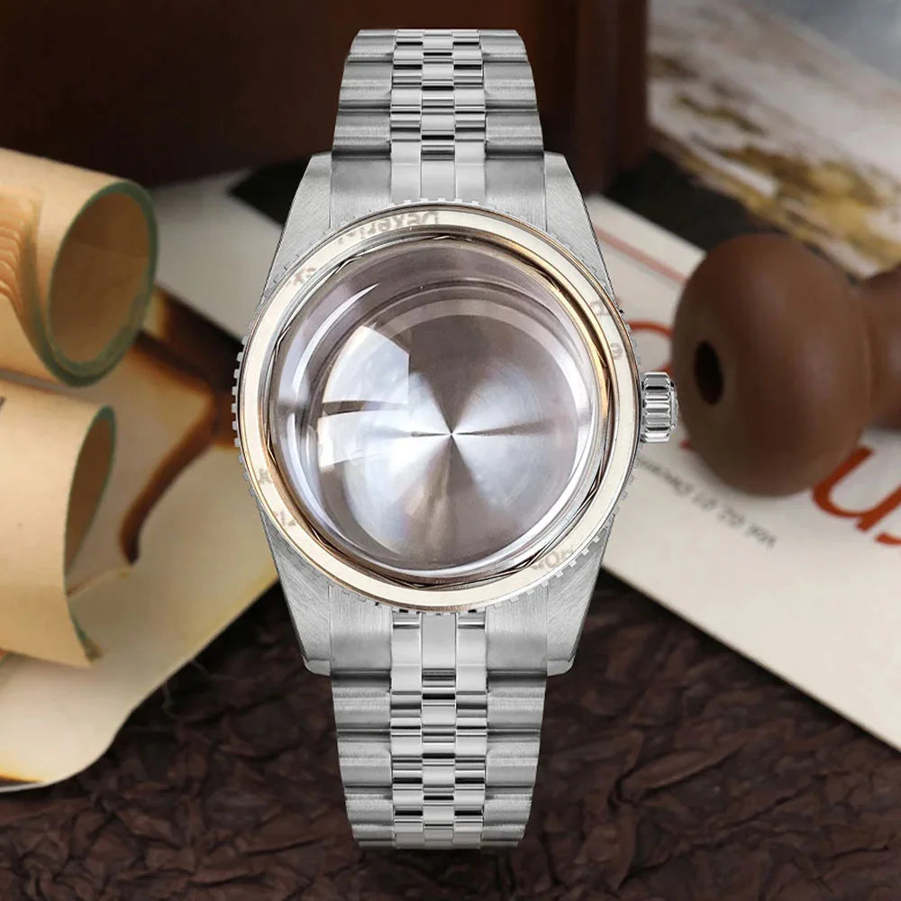 38mm Diver Watch Case GMT Case Stainless Steel Brushed 200M  Fit NH34 GMT NH35 Domed Sapphire Glass Alloy Insert 120 Click Bezel