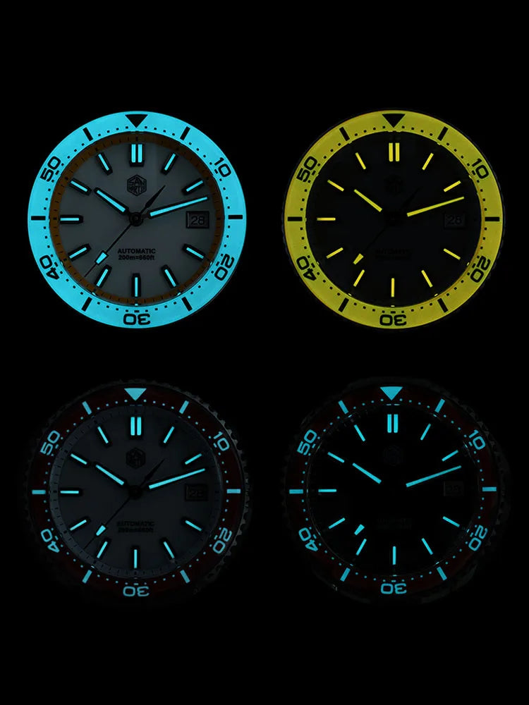 San Martin Sn0129 Enamel Dial Full Luminous 39mm Dive Watch NH35 Automatic 20Bar Ar saphire Swiss Lume