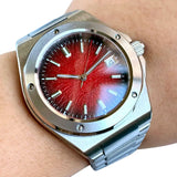 Tandorio Men Mechanical Watch Blue Teacup Pattern Date Face Sapphire Crystal Glass 100m Waterproof NH35 Automatic Movement Lume