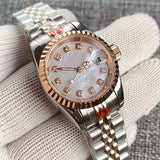 26mm Lady Watch Dress Silver Rose Gold Fluted Bezel  Pink MOP Diamond Dial Sapphire NH05 Automatic movement Watches for Women