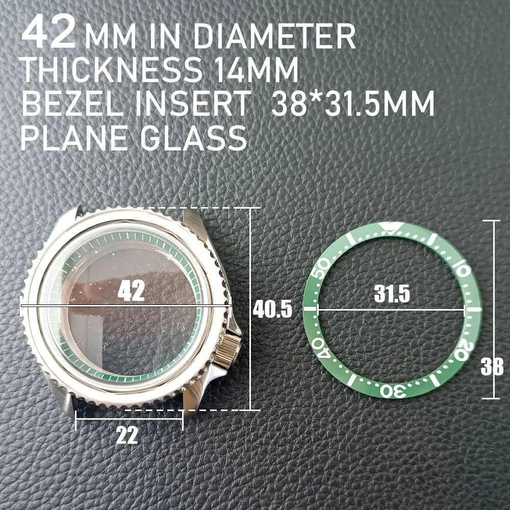 Gold Skx007 Case Mod For NH35 42mm 316 Rose Gold  Steel Case Fit NH35 NH36 Movement/Dial Case Plane Sapphire Glass 22mm Strap Watch Box