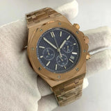 Rose Gold Quartz Royal Oak Octagon Watch Customized LOGO  Chronograph 41mm Japanese VK63 Movement Sapphire 3ATM