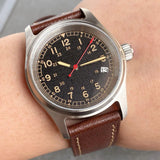 36mm Bronze Pilot Watch Tandorio TD130B Sapphire Frosted Dial Date 20ATM NH35A Automatic