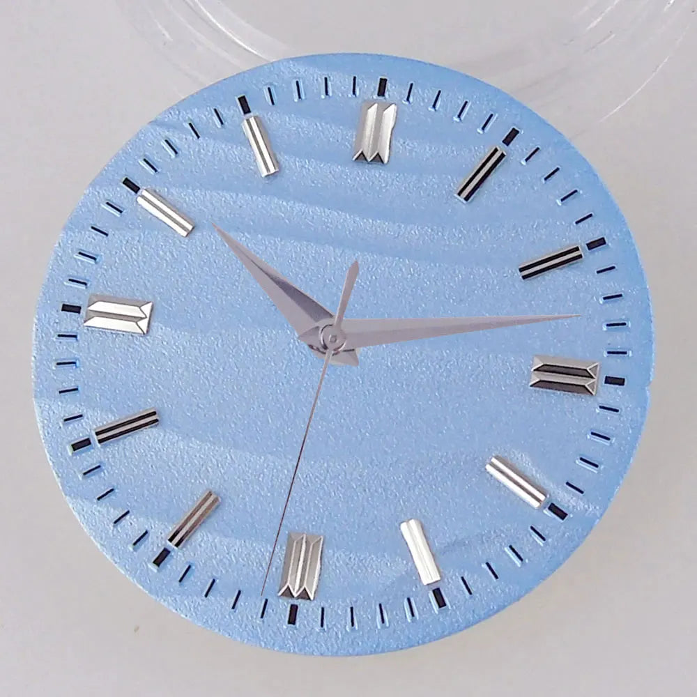Double bar no date window Nologo 29mm Sand Dune Watch Dial Plate for NH35 NH36 ETA2824 PT5000 ST2130 Silver Hand no date  Watch Parts for Diver Watch Mod