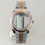 Two Tone Round Edge Watch Case 39mm 36mm Sapphire Crystal Glass For Seiko NH35 NH36 NH38 NH34 Miyota 8215 Movement Presidential Bracelet
