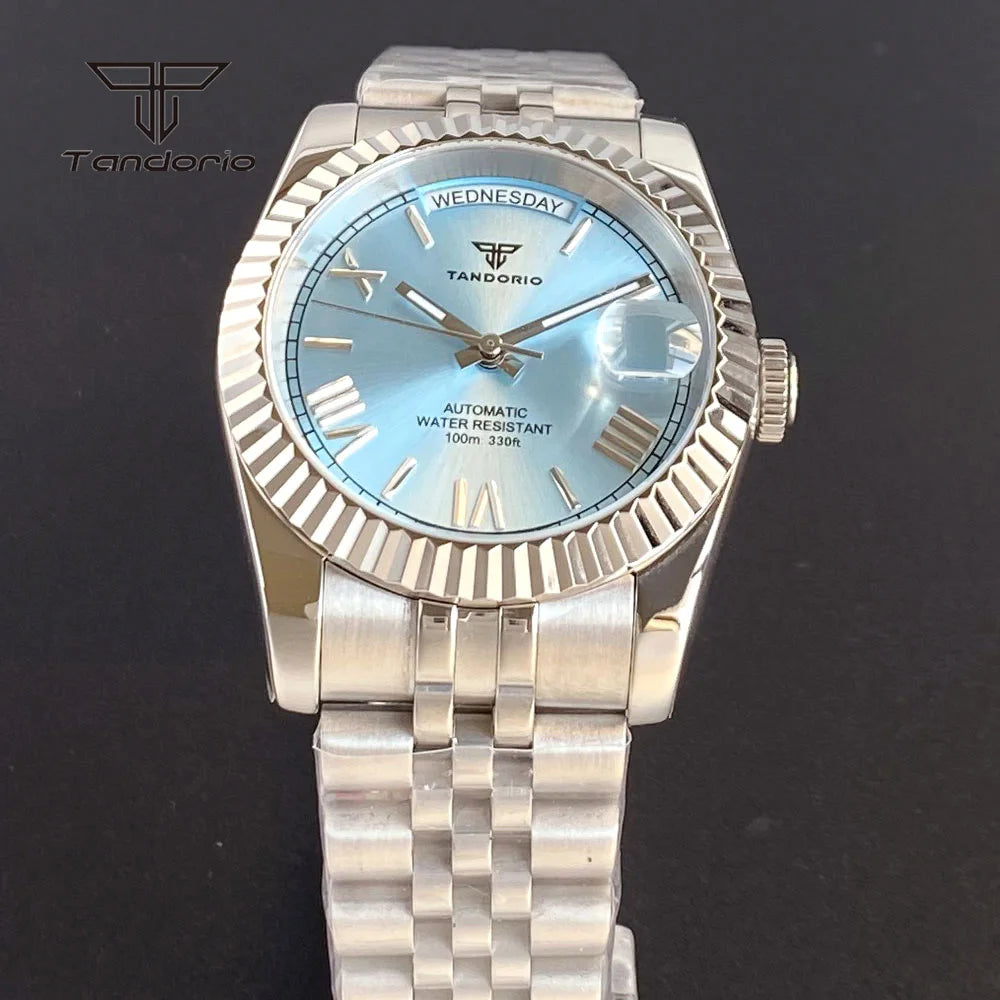 Tandorio Day Date Watch TD139 Seiko NH36 39mm / 36mm Sunburst Sapphire 10Bar