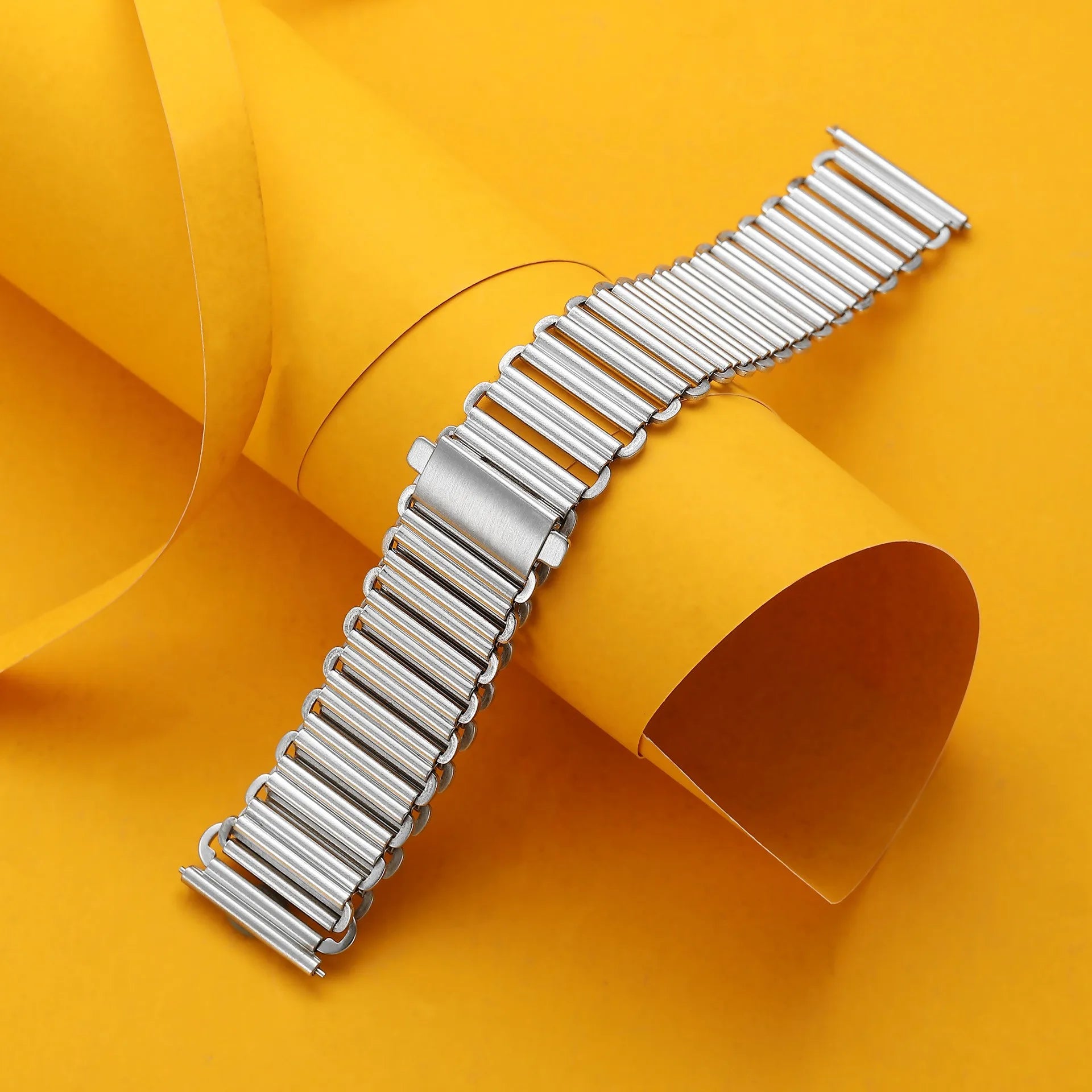 Bonklip Steel Strap Solid Stainless Steel Bracelet Double Snap Quick Release Hollow Matte 12/16/18/20/22mm