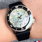 37mm SkX013 Watch Mop Dial Tandorio TD227M 20bar Diver Stainless Steel 3.8 Crown Sapphire