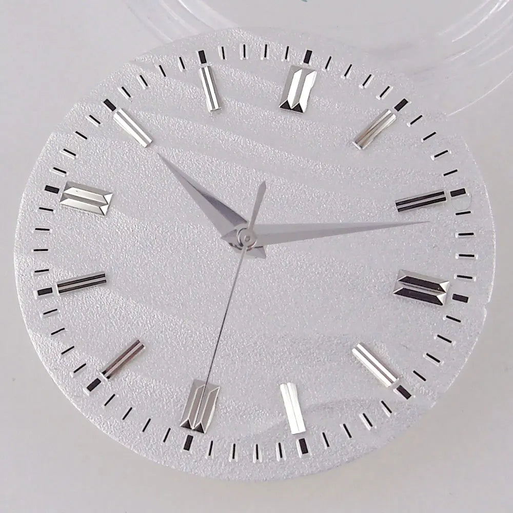 Double bar no date window Nologo 29mm Sand Dune Watch Dial Plate for NH35 NH36 ETA2824 PT5000 ST2130 Silver Hand no date  Watch Parts for Diver Watch Mod
