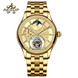Flying Tourbillon Moon Phase Watch AESOP 7118 42mm Subsecond Automatic Skeleton Waterproof Sapphire