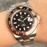 Tandorio NH34 GMT Two Tone Diving Watch TD015C 904L Bracelet 20Bar 40MM Sapphire