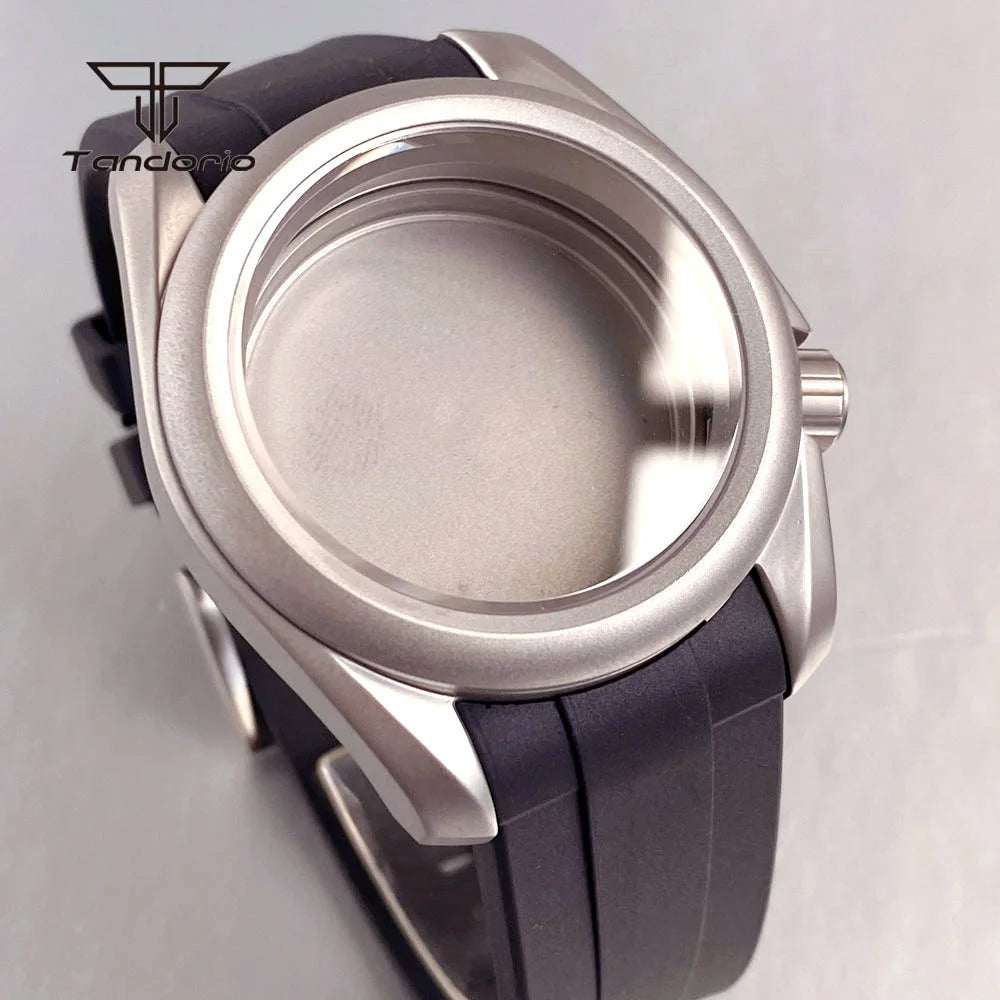 40mm Steel/Titanium Tandorio Pilot Watch Case Sapphire 3.8 Crown Waterproof Fit NH35 NH36 ETA2824 PT5000 Movt Thick Round Bezel