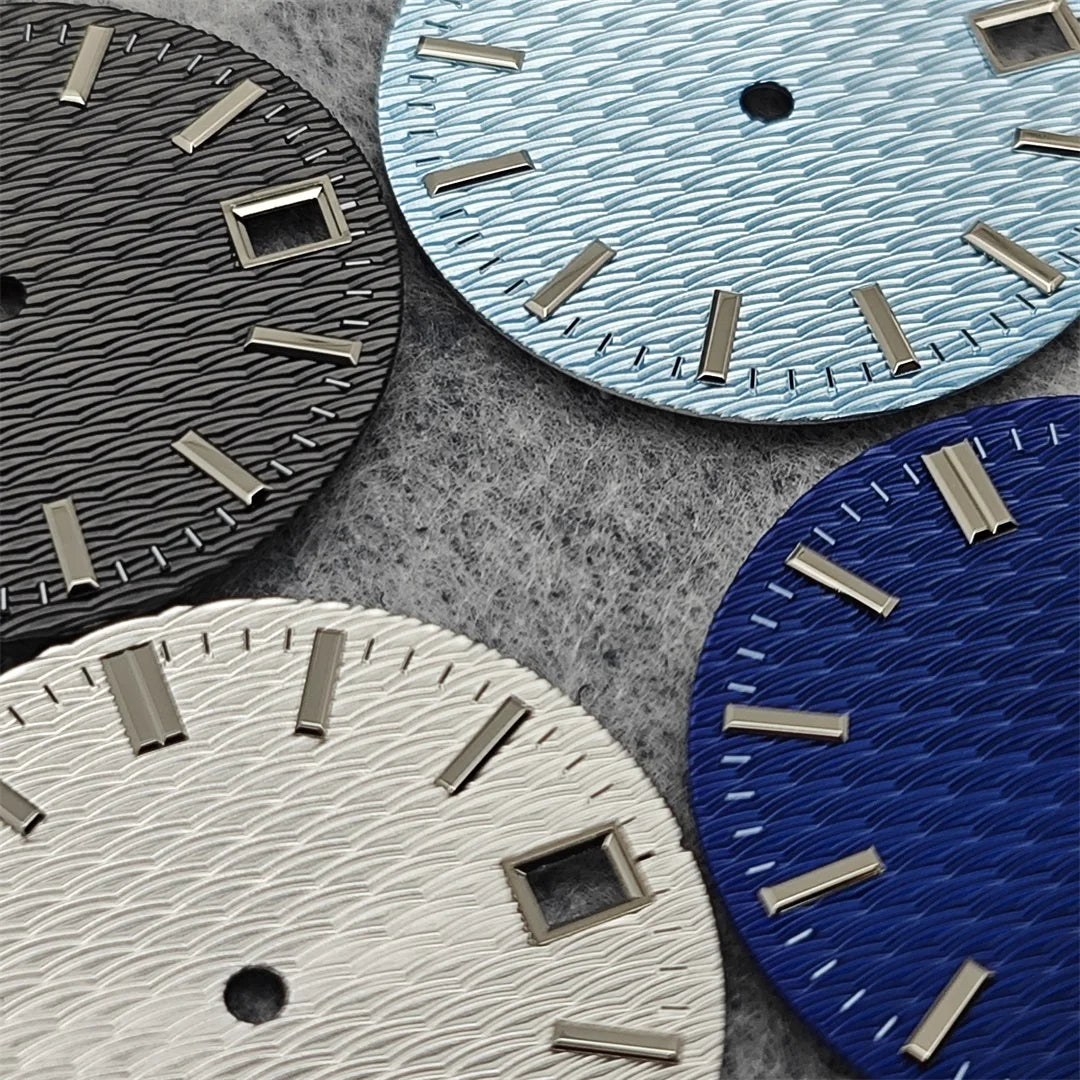 28.5mm Watch Dial For Engineer Mod NH35 Ripple Wave Textured Surface No Luminescence Watch Faces