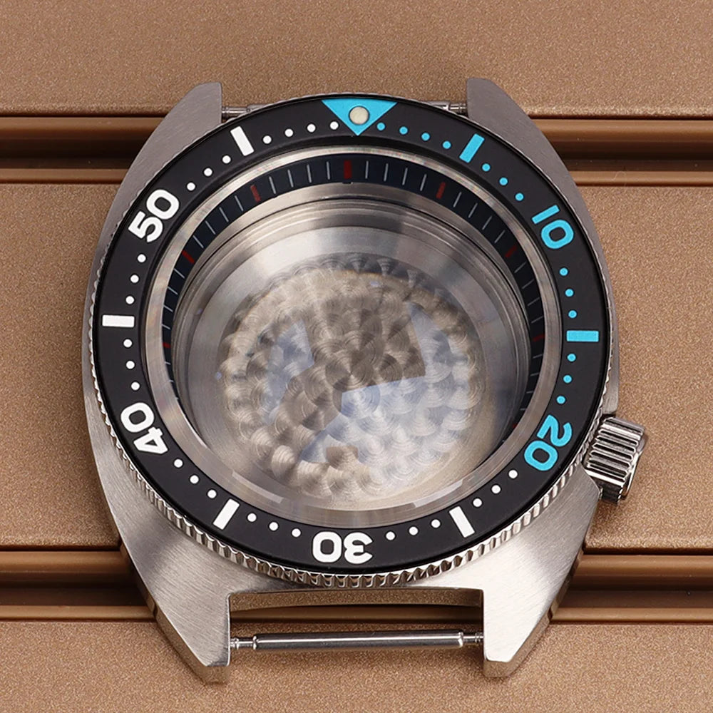 41mm Mod Turtle Watch Case Sapphire Glass Waterproof For Abalone/tuna mouth Captain Willard TMI NH35 NH36 NH38 4R Movement Stainless Steel Watch Accessories