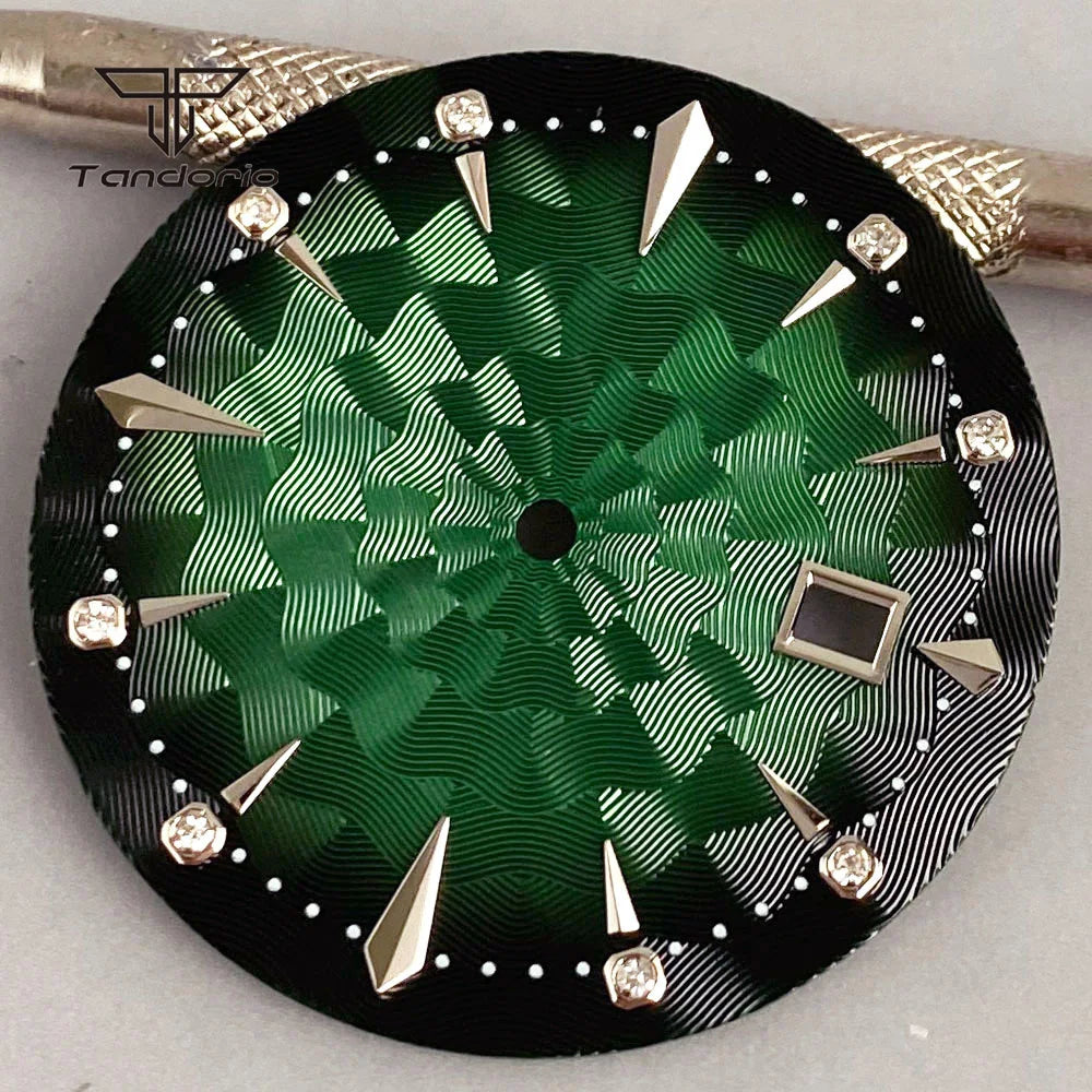 35mm Watch Dial Multicolor Texture Face Date Window Fit NH35 Automatic Watches Sword Hands Set Wristwatch Accessories Mod Parts