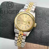 31mm Women's Watch BLIGER Two Tone Gold Case Sapphire Japan NH05 Movement 10ATM