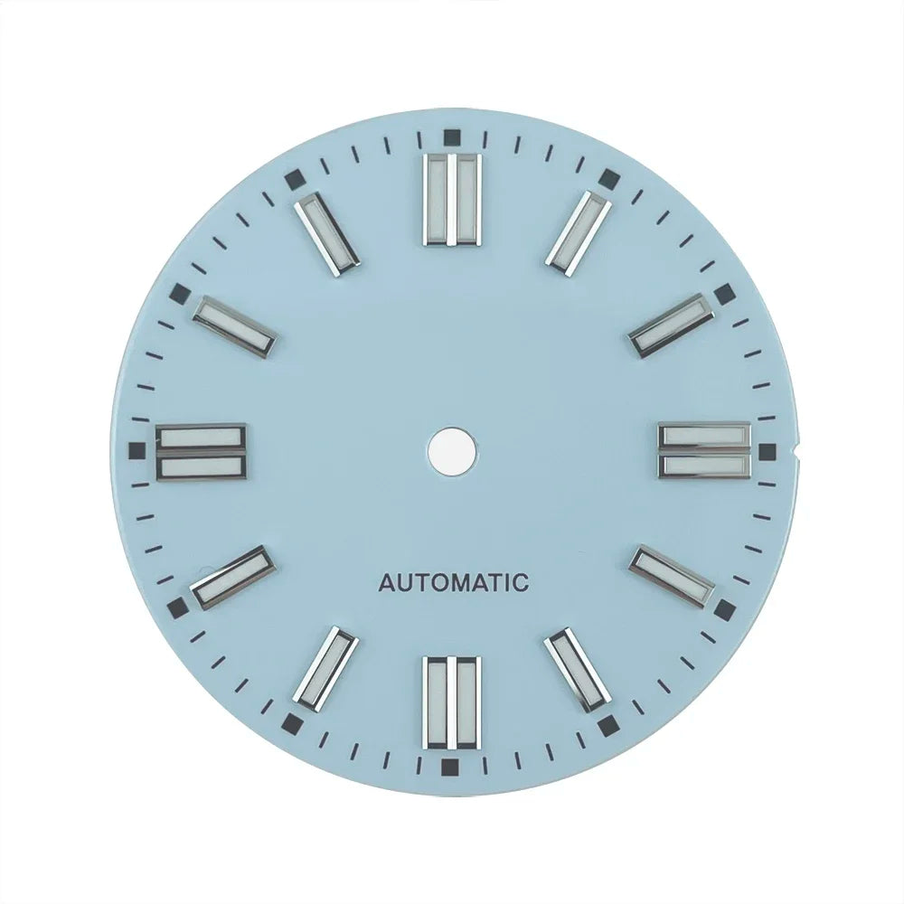 Double bar 28.5mm Watch Dials for NH35A NH38 Movement No Date with BGW9 Lume NH35 Dial Green Orange Blue PzpNqzZr