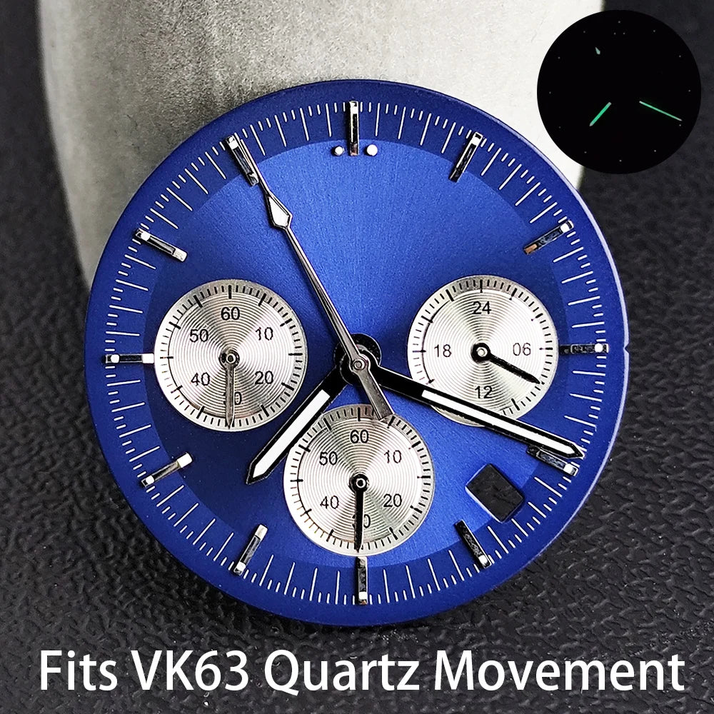 40mm Speedmaster Watch Case Stainless Steel  For VK63 VK64 Chronograph Quartz Movement Mineral Moon Foorprint Sterile Caseback