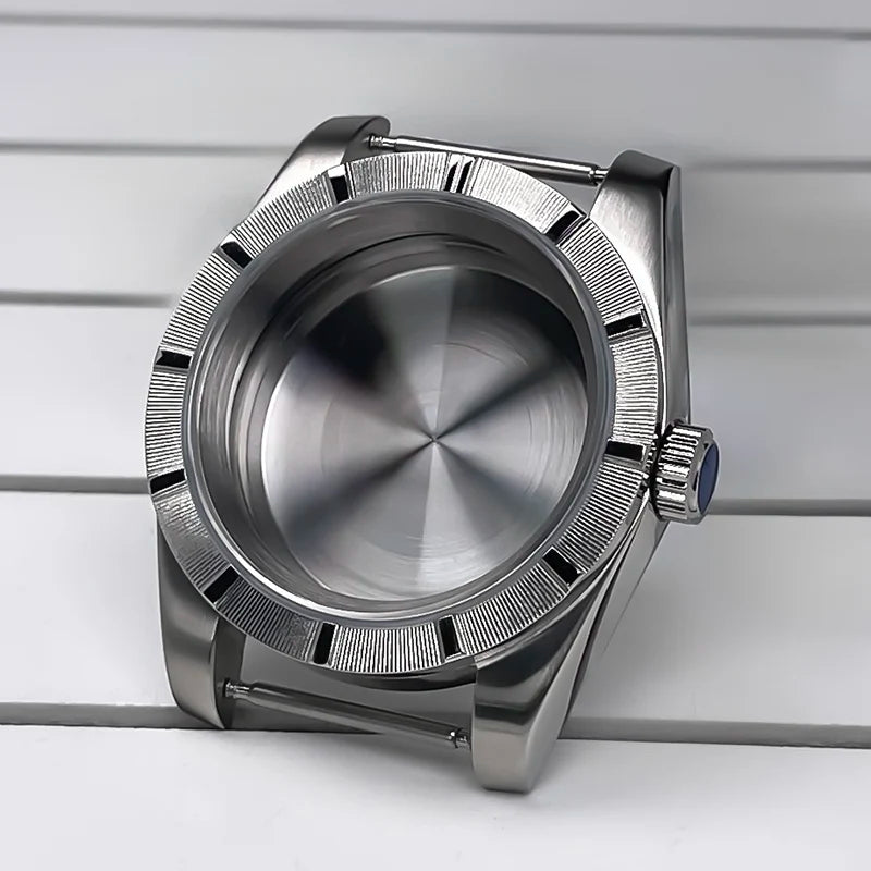 NH35 Case 39mm 316L Stainless Steel Sapphire Glass Striped Bezel for NH35 NH36 NH34,NH38,NH39 etc NHMovement SK Mod Replacement Parts