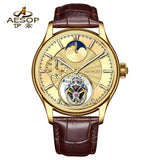 Flying Tourbillon Moon Phase Watch AESOP 7118 42mm Subsecond Automatic Skeleton Waterproof Sapphire