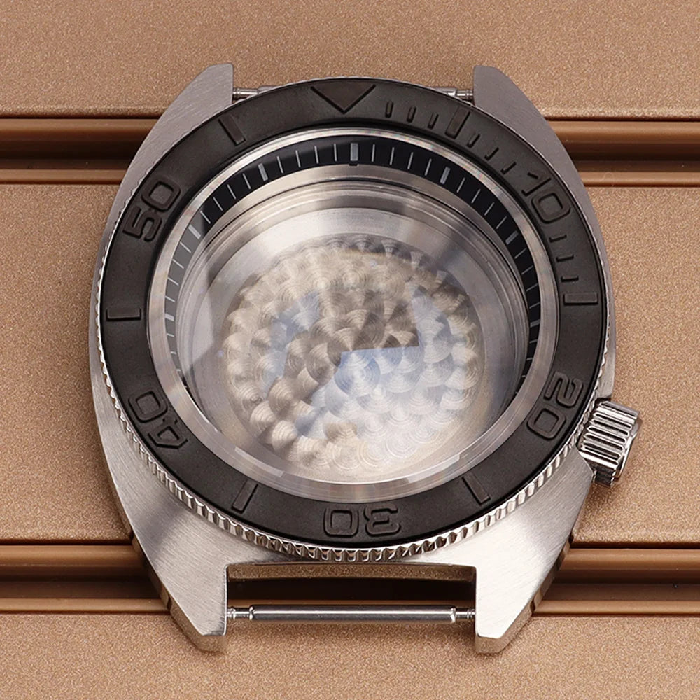 41mm Mod Turtle Watch Case Sapphire Glass Waterproof For Abalone/tuna mouth Captain Willard TMI NH35 NH36 NH38 4R Movement Stainless Steel Watch Accessories