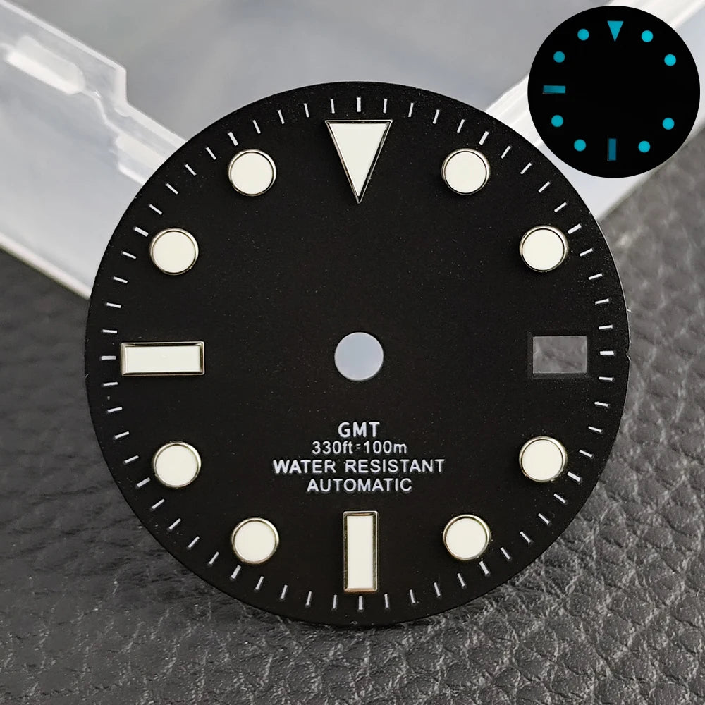 28.5mm blue lume NH35 NH34 Dial Single Calendar Submariner style with Hands Watches accessory