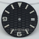 honeycomb texture watch dial is 29mm green luminous suitable for replacing parts of NH35 and NH36 movements