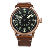 CORGEUT 6023D 44mm ST3600 hand winding Pilot Sub Second Sapphire Crystal 3ATM Glass Back luminous