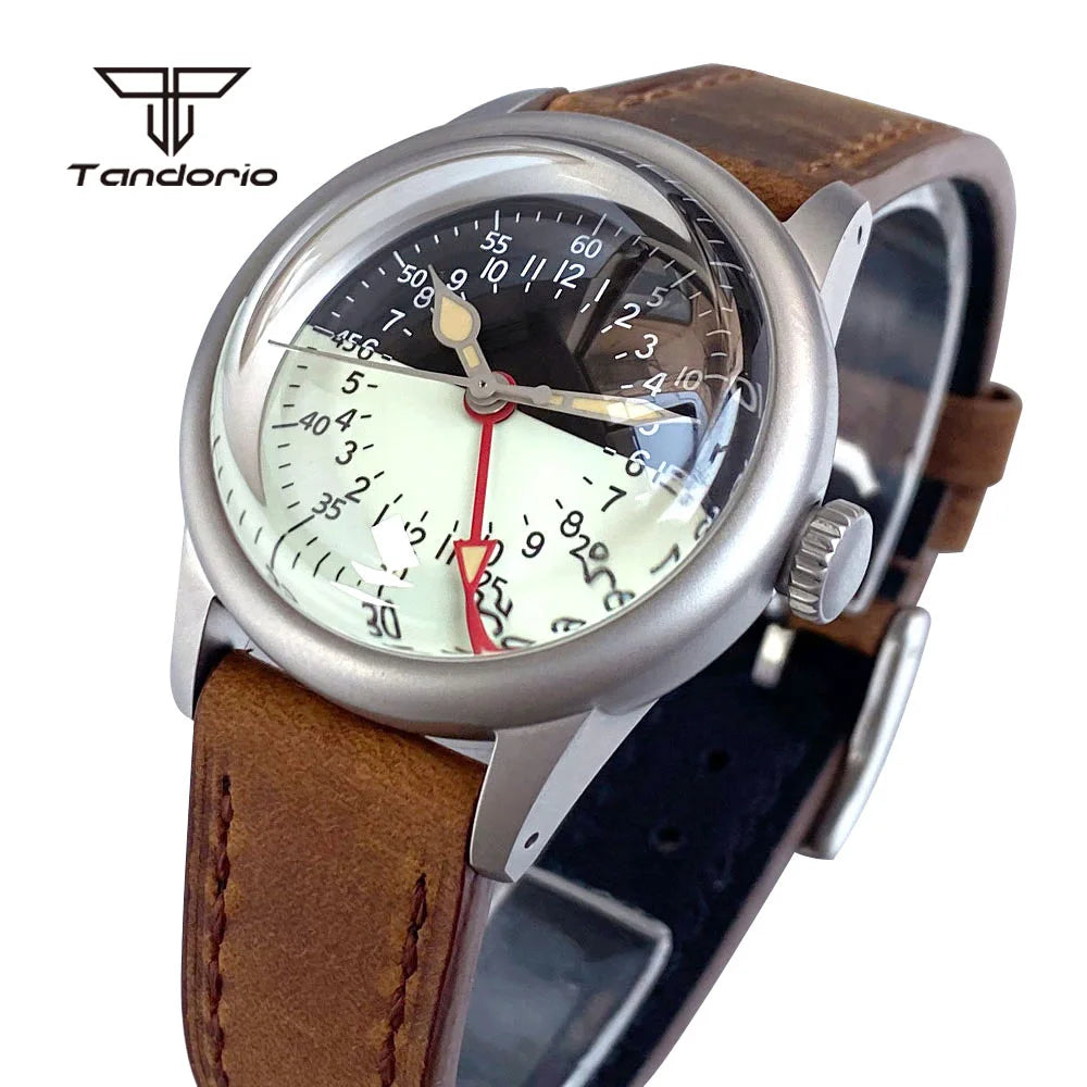 Tandorio GMT Watch TD135G Sandblasted 36mm NH34 Automatic Domed Sapphire 20BAR Lume 24H