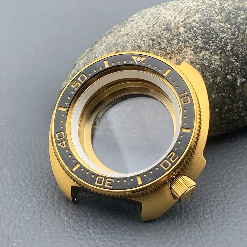 PVD Gold Turtle Abalone Watch Case 6105 6309 Crown at 4.1 Fit NH35 NH36 Movement 200m Waterproof Resistance Diving Men's Watch Case