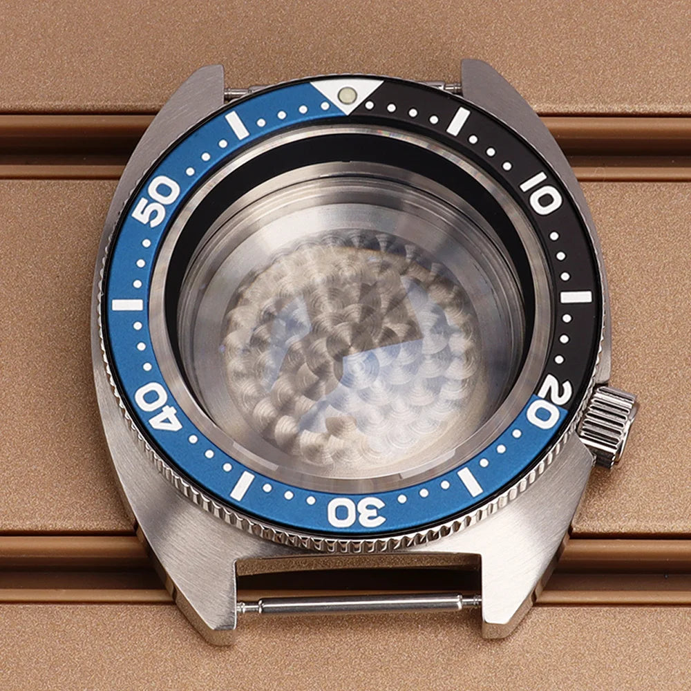 41mm Mod Turtle Watch Case Sapphire Glass Waterproof For Abalone/tuna mouth Captain Willard TMI NH35 NH36 NH38 4R Movement Stainless Steel Watch Accessories