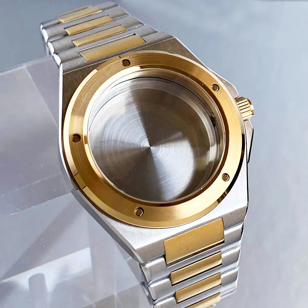 Engineer Watch Case 20ATM Waterproof 40mm Two Tone Gold Sapphire Glass Fit NH35 NH36 NH34 Movement pt5000 eta2824