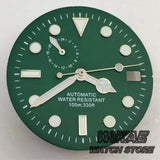 29mm Sterile TMI NH37 Watch Dial Hand Set Black Blue Green Dial Silver Orange Index Green Luminous