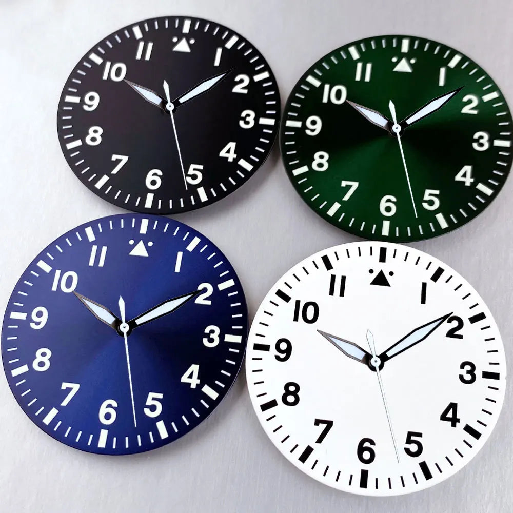 38mm watch dial Sunburst Blue Green White Black Hand Set Fit NH35 NH36 NH38 PT5000 for Pilot Diving Men Watch Parts Accessories