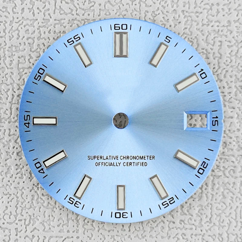 28.5mm double bar date window Watch Dial With Watch Hands Date Just Luminous Sunray Fit NH35 NH36 Watch Faces Automatic Movement