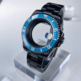 PVDブラックサブウォッチケース40mm NH35ステンレススチールサファイアガラスケース合金/セラミックベゼルリローデッド28.5mm日付ダイヤルアクセサリー