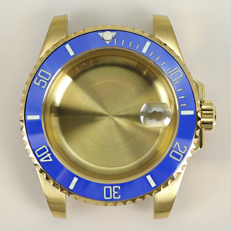 40MM PVD Gold Submariner Watch Case  GMT Yacht Master Polish Strap Sapphire Glass For NH35 NH36 NH34 NH38 Miyota 8215 Eta 2824 GMT SUB Yacht 20ATM waterproof
