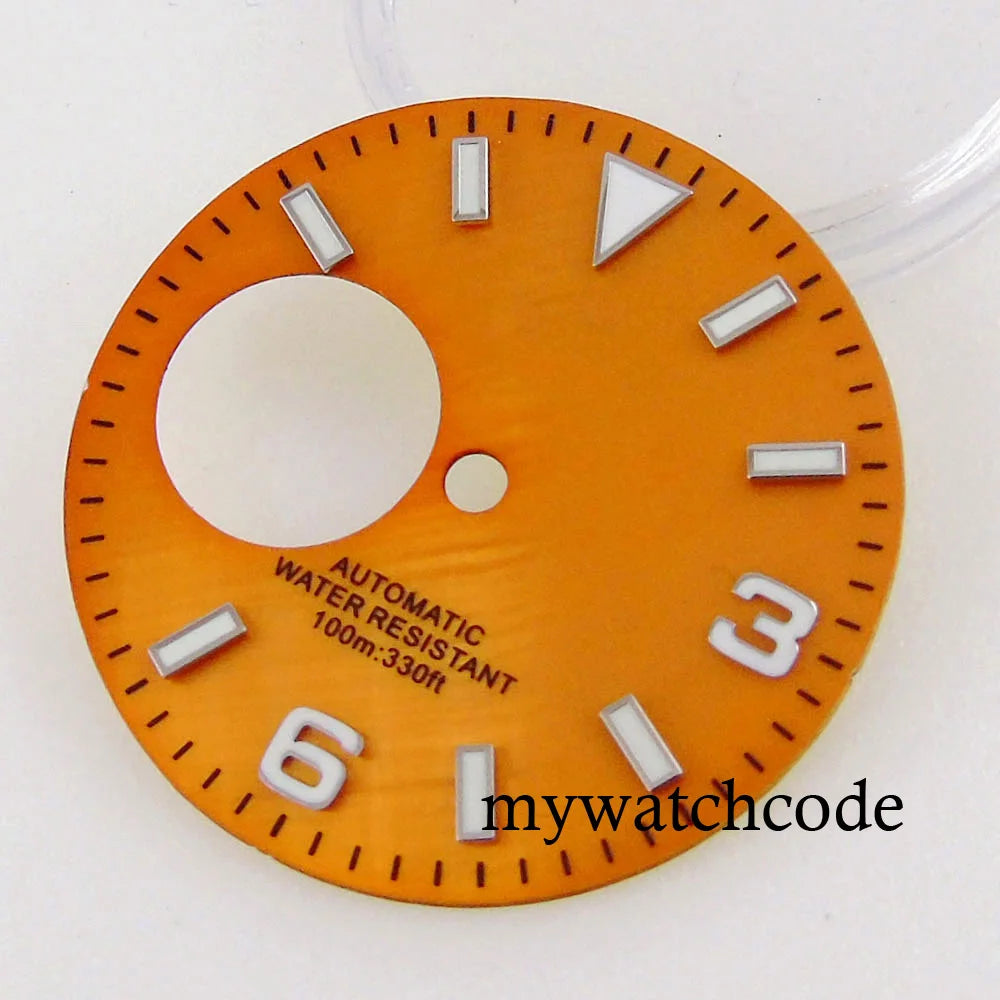 Fit NH38 NH38A Automatic Movement 29mm Blue/Green/White/Orange/Black Watch Hollow Dial Green Luminous Marks Watch Spare Parts