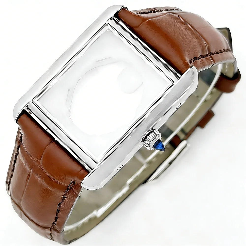 Women Tank Watch Case Roman Markers 27*35mm No Logo For Seiko VJ24 Quartz Movement Mod Parts