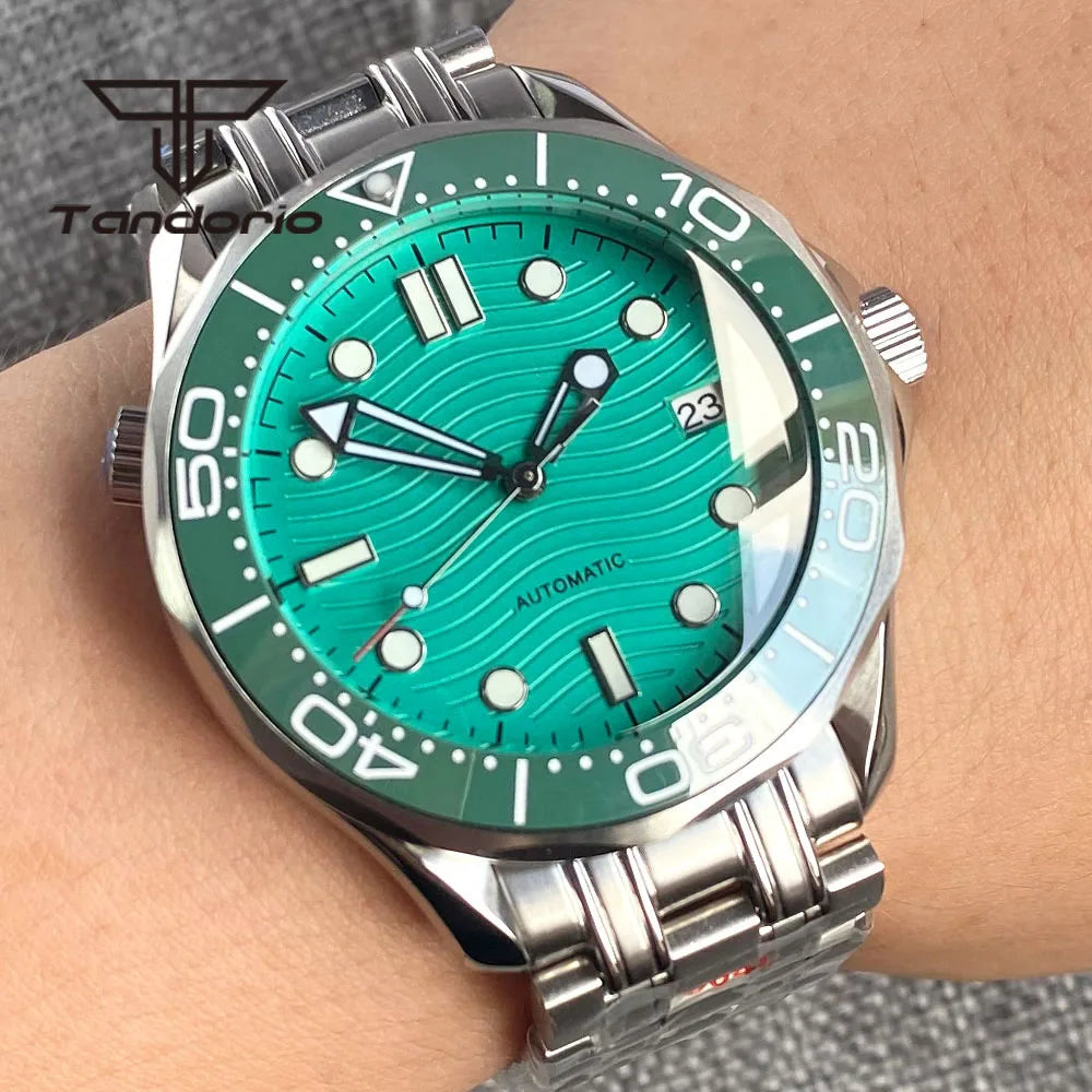 Seamaster Watch TD221G 41mm NH35 Automatic Turquoise Dial Ceramic Bezel 5ATM luminous