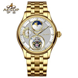 Flying Tourbillon  Automatic Watch AESOP 7117  Skeleton Moon Phase 42mm Sapphire 5ATM