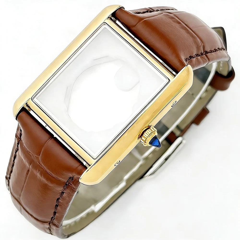 Women Tank Watch Case Roman Markers 27*35mm No Logo For Seiko VJ24 Quartz Movement Mod Parts